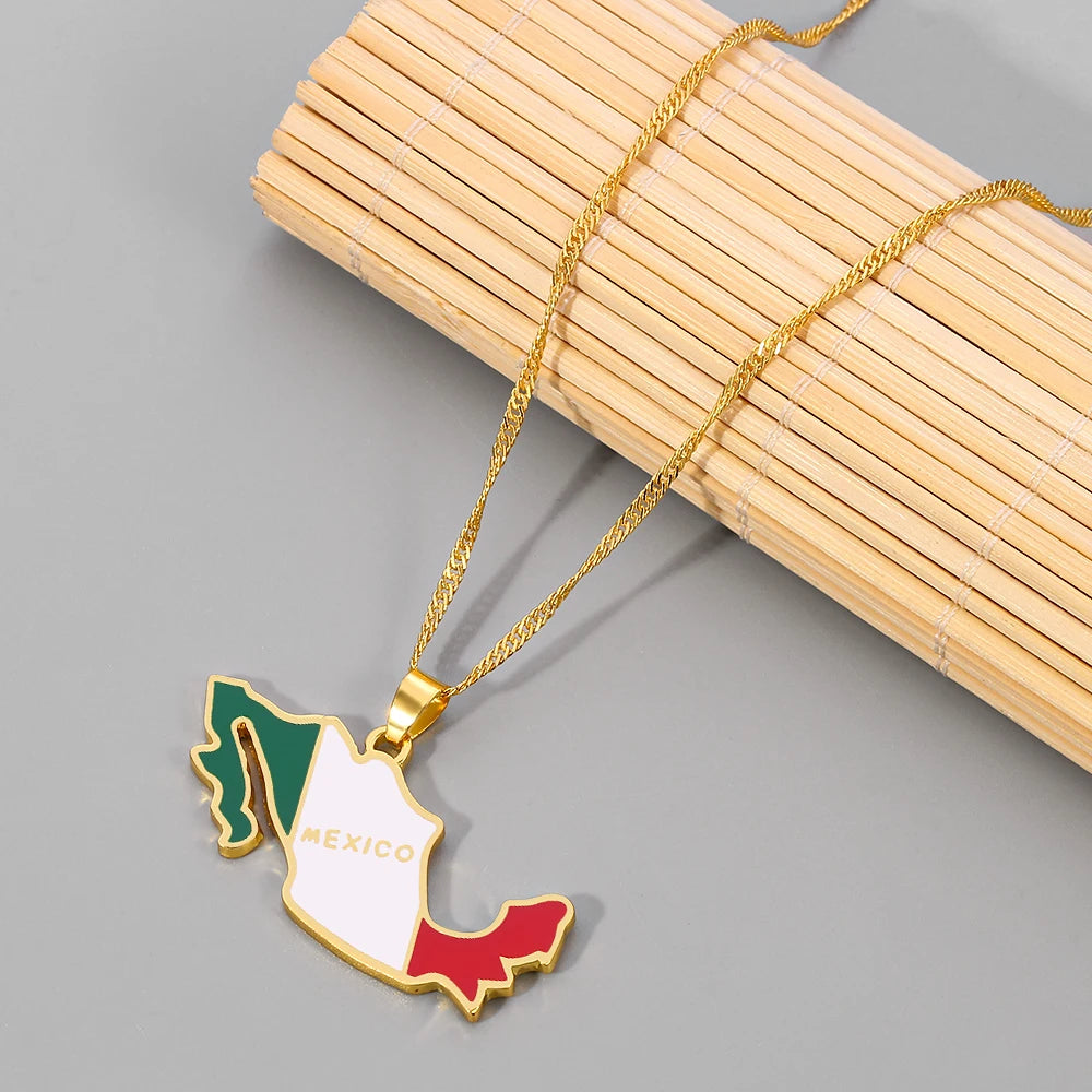 Mexico Map Flag Necklace