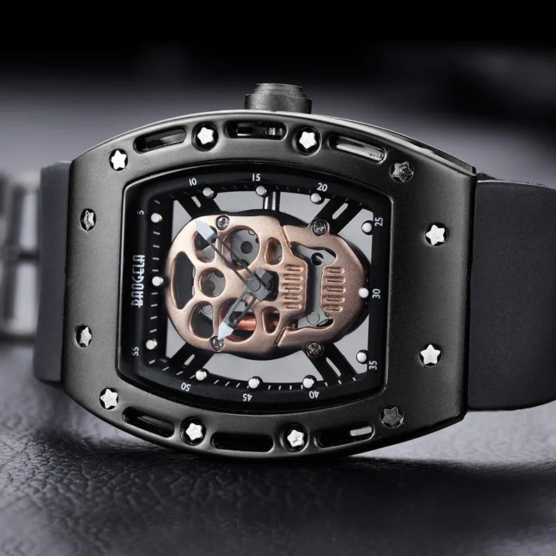 Reloj de cuarzo luminoso con calavera y esqueleto para hombre