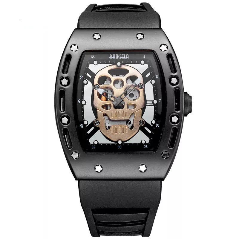 Reloj de cuarzo luminoso con calavera y esqueleto para hombre