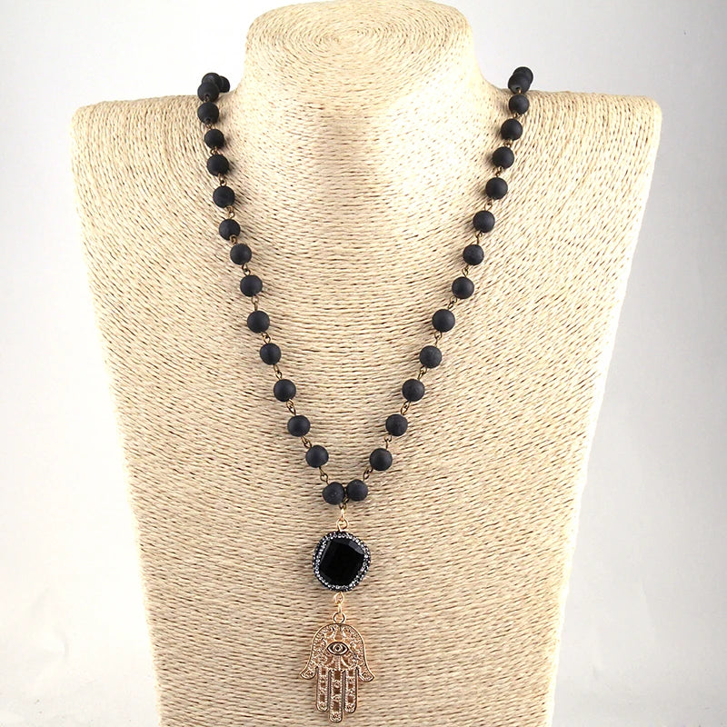 Rosary Crystal Palm Necklace