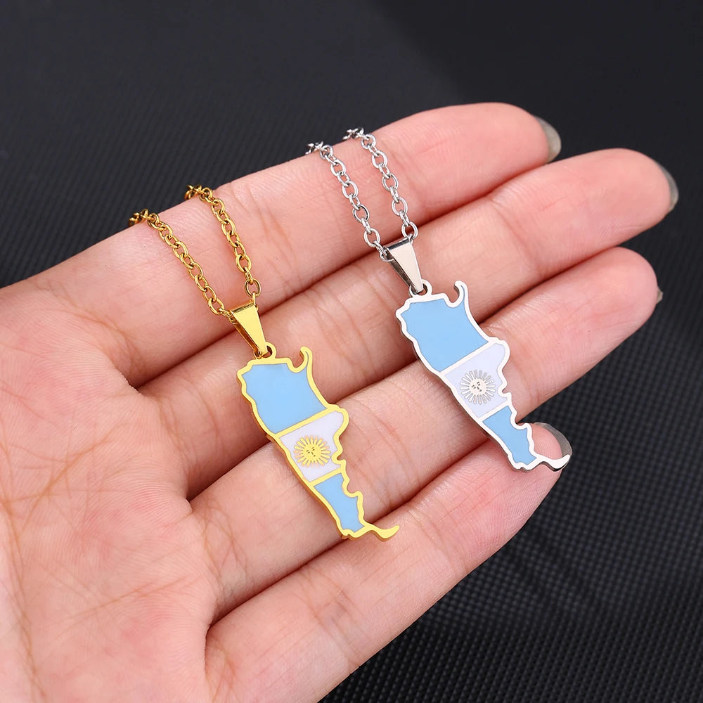 Argentina Map Flag Necklace