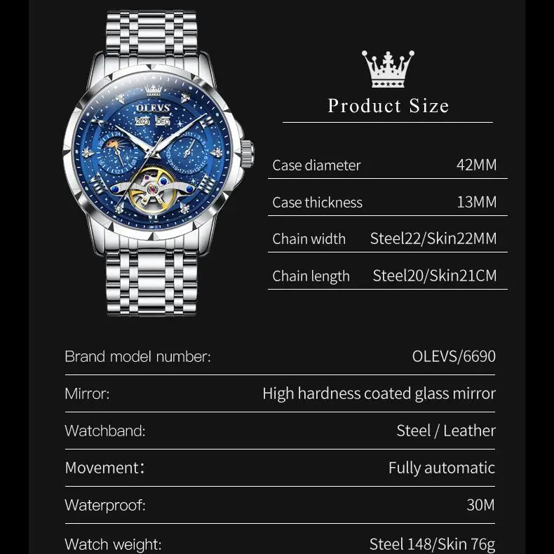 Reloj Automático Hombre 6690 Resistente Al Agua