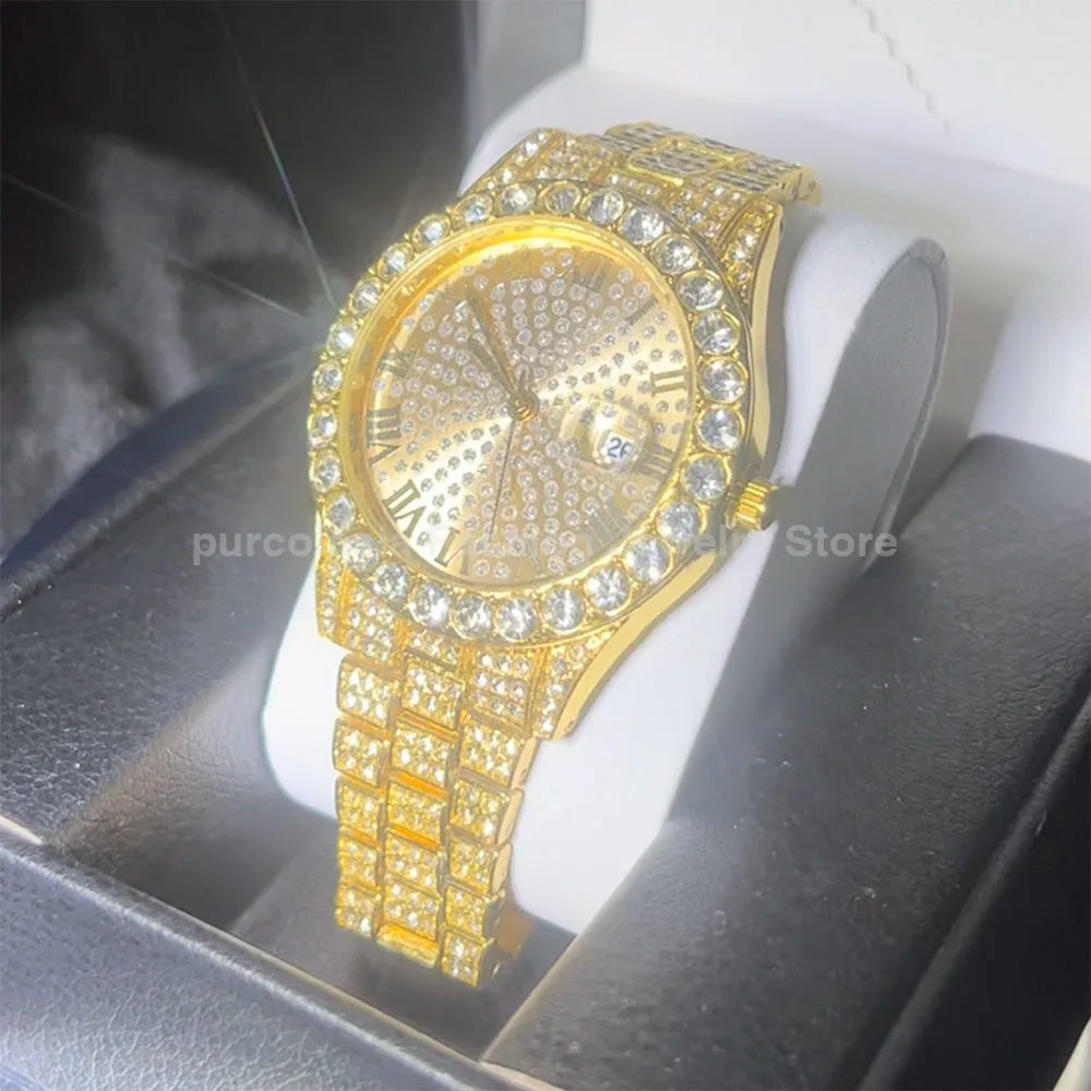 Reloj de hombre con diamantes de imitación brillantes