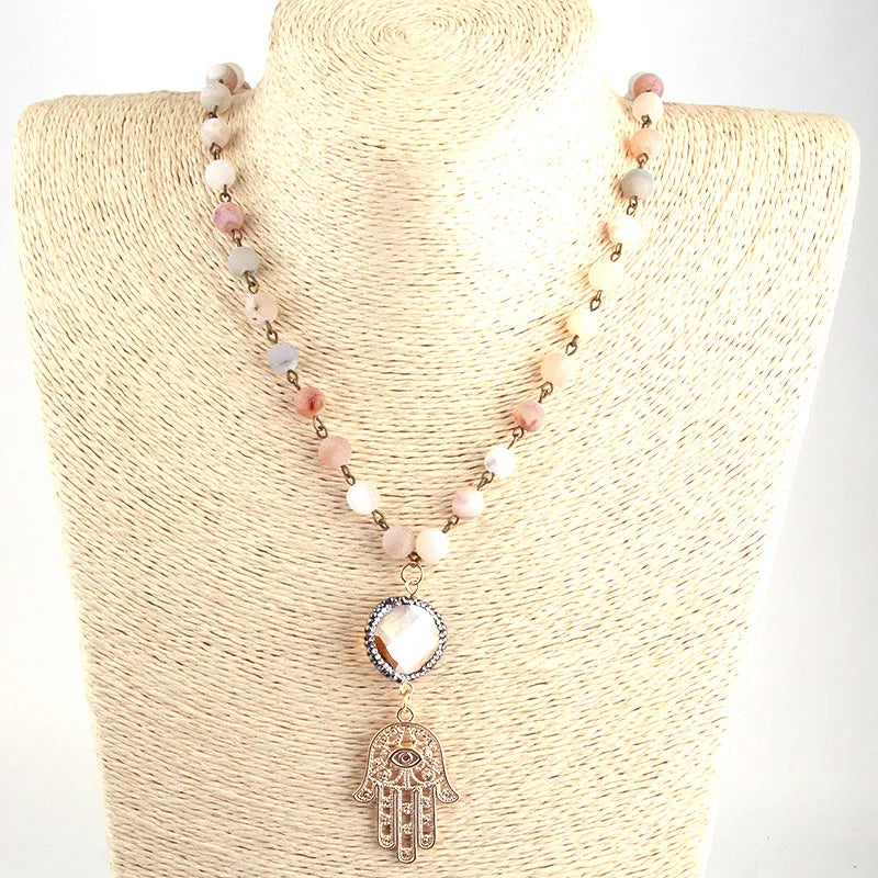 Rosary Crystal Palm Necklace