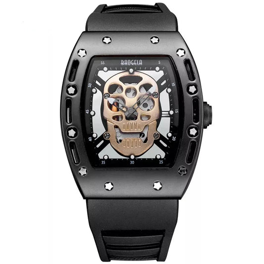 Reloj de cuarzo luminoso con calavera y esqueleto para hombre