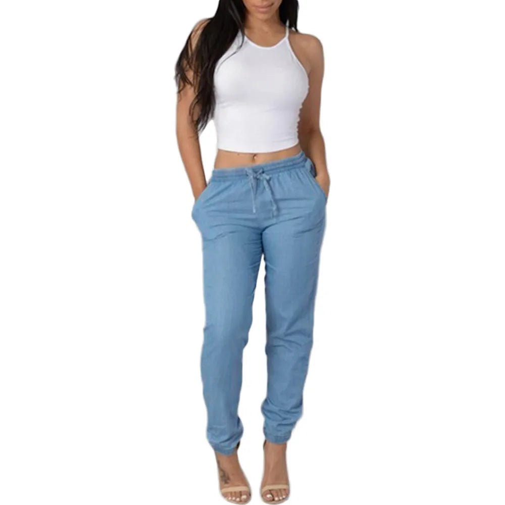 Womens Elastic Waist Casual Pants - admstore
