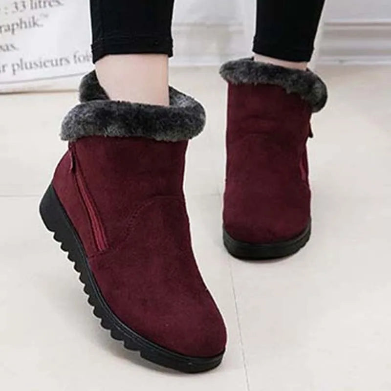 YAERNI  Women Ankle Boots New Fashion Waterproof Wedge Platform Winter Warm Snow Boots Shoes For Female - admstore