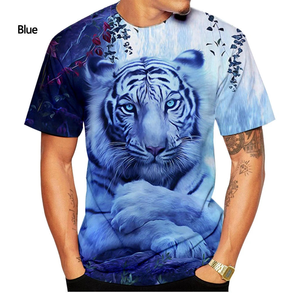 Camiseta con estampado de tigre 3D para hombres