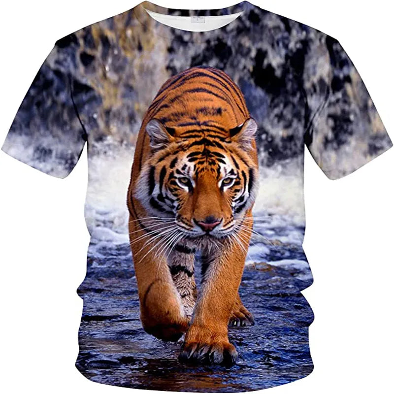 Camisetas con estampado de tigre 3D para hombre