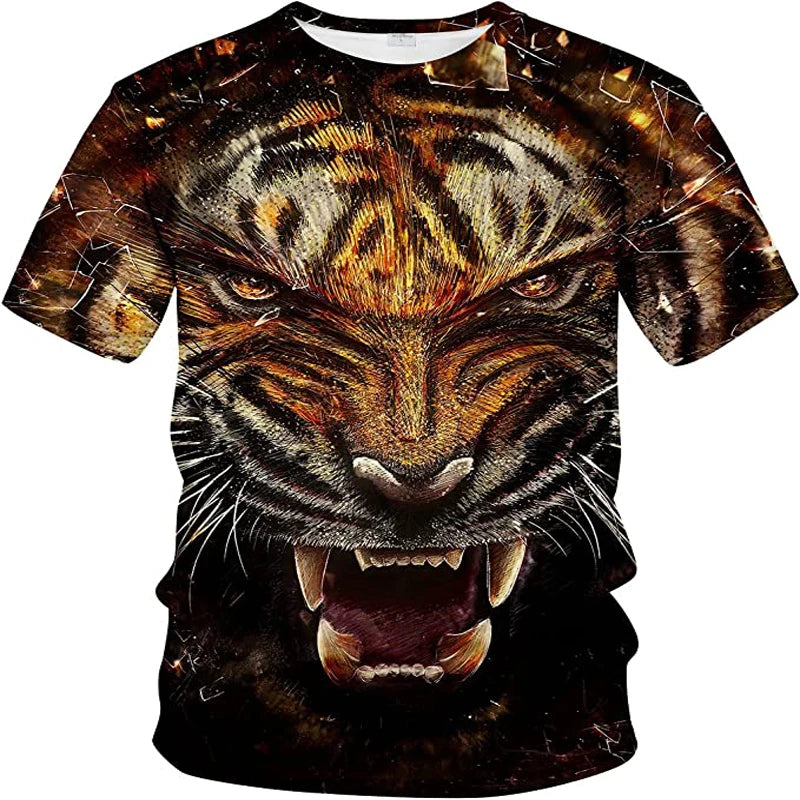 Camisetas con estampado de tigre 3D para hombre