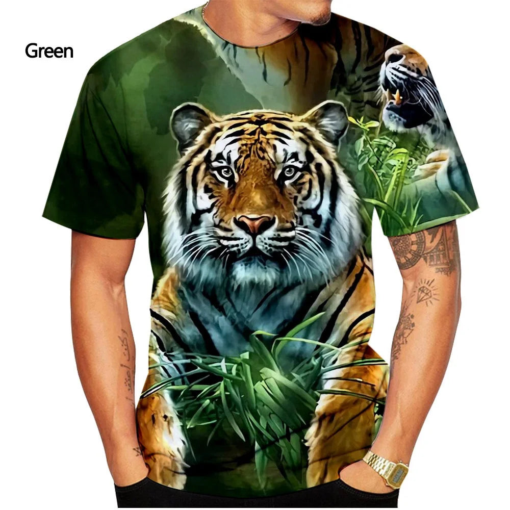 Camiseta con estampado de tigre 3D para hombres