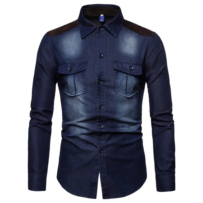 Men Casual Cotton Jeans Shirt