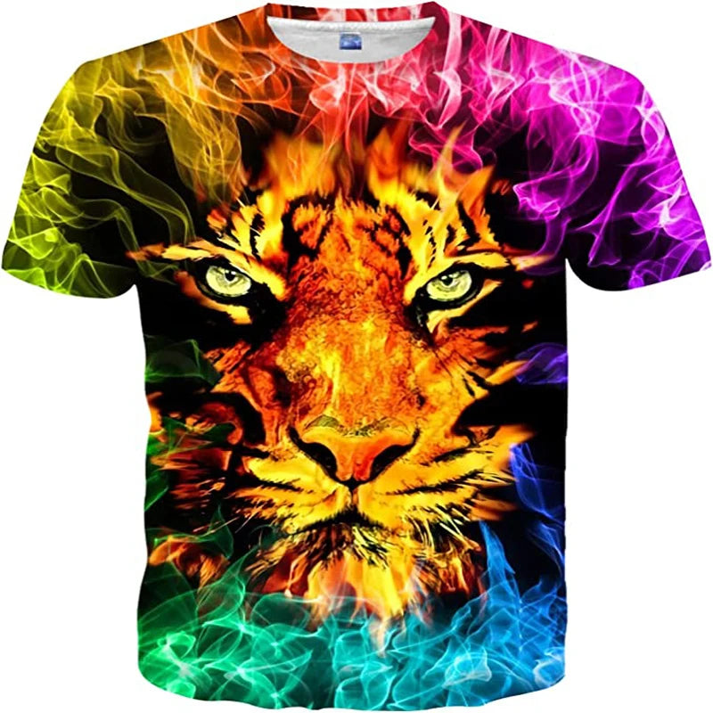 Camisetas con estampado de tigre 3D para hombre