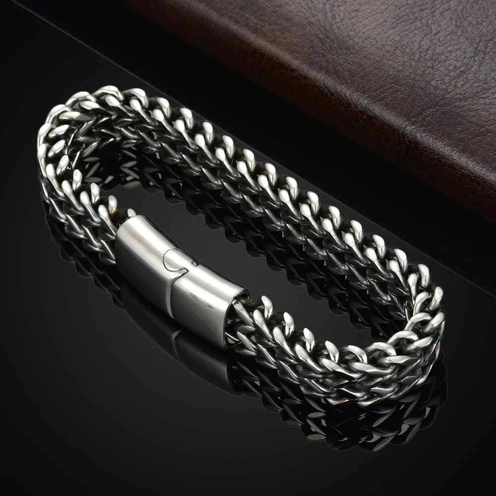 Stainless Steel Braided Double  Bracelet