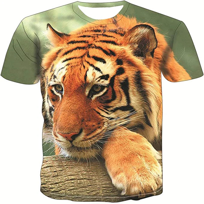 Camisetas con estampado de tigre 3D para hombre