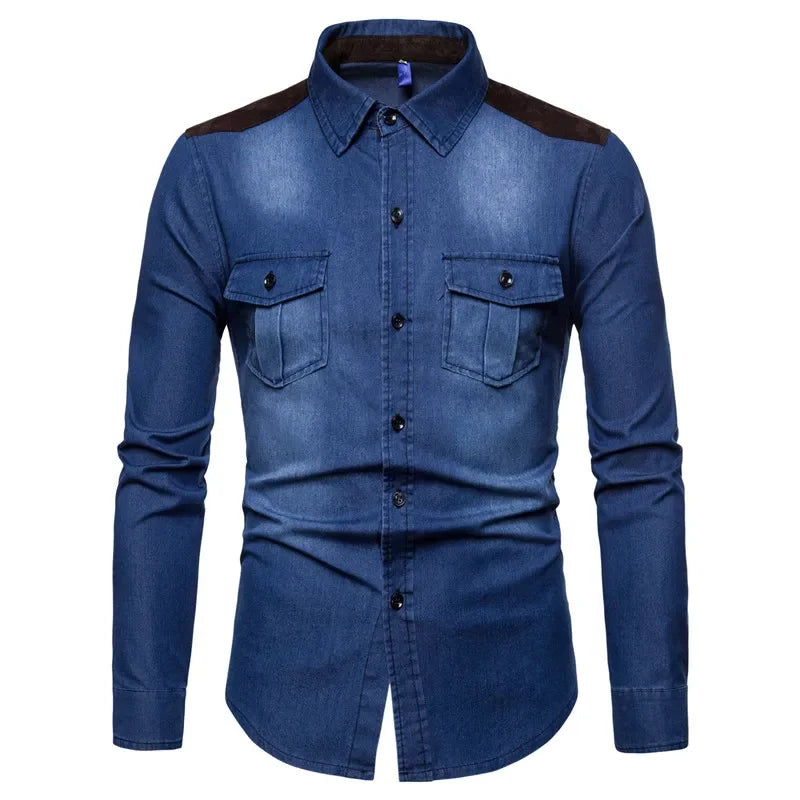 Men Casual Cotton Jeans Shirt